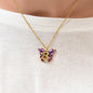 Butterfly Necklace in Gold Toned Mixed Metal and Enamel