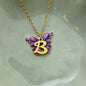 Butterfly Necklace in Gold Toned Mixed Metal and Enamel