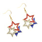 Fourth of July Star Earrings in Gold Toned Metal and Enamel