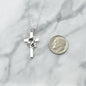 Cross with Floral Accent Necklace in Sterling Silver. First Communion. Baptism. Confirmation. Wedding. Cross Necklace. Christian.