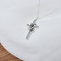 Cross with Floral Accent Necklace in Sterling Silver. First Communion. Baptism. Confirmation. Wedding. Cross Necklace. Christian.