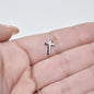 Tiny Cross Necklace with Personalized Initial in Sterling Silver