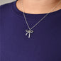 Antique Plated Coquette Bow Necklace On A Sterling Silver Saturn Chain. Bow Jewelry. Ribbon Jewelry. Coquette Jewelry.