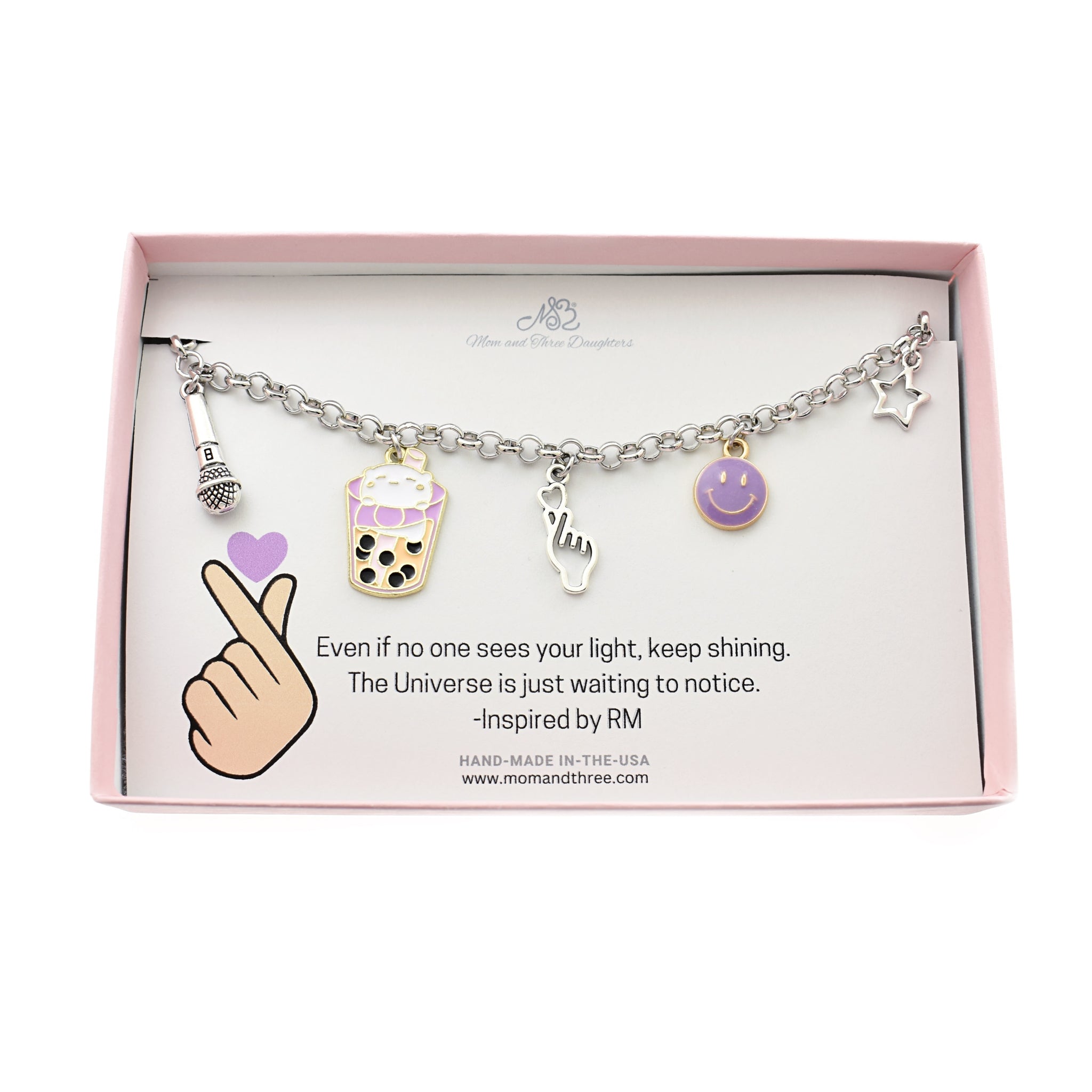 K-Pop Charm Bracelet on a Stainless Steel Chain. Korean Idol Jewelry.