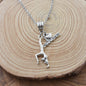 I Love Gymnastics Necklace in Silver Toned Metal