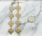 Gold Plated Flower Cutout Earrings Suspended on a Gold Stainless Stud. Filigree Earrings. Dangly Gold Earrings.