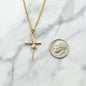 Praying Girl Gold Filled Cross Necklace on a Gold Stainless Steel Cable Chain. Baptism Jewelry. First Communion Gift.