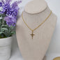Praying Boy Gold Filled Cross Necklace on a Gold Stainless Steel Cable Chain. Baptism Jewelry. First Communion Gift.