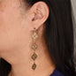 Gold Plated Flower Cutout Earrings Suspended on a Gold Stainless Stud. Filigree Earrings. Dangly Gold Earrings.