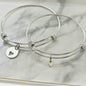 Mother and Daughter Heart Cutout Bangle Bracelet Set in Sterling Silver and Stainless Steel