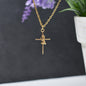 Praying Girl Gold Filled Cross Necklace on a Gold Stainless Steel Cable Chain. Baptism Jewelry. First Communion Gift.