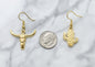Gold Western Earring Sets in Gold Plated Zinc Alloy Metals. Cowboy Boot Earrings. Cactus and Bull Head Earrings. Enamel Sun Earrings.