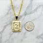 Initial Necklace in Silver Plated Metal or Gold Plated Metal. Square Block Letter Necklace. Letter Necklace.