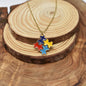 Autism Awareness Puzzle Necklace in Gold Toned Mixed Metal and Enamel. Custom Autism Awareness. Awareness Gifts. Puzzle Pieces.