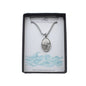 Swimmer Charm Necklace – Stainless Steel Oxidized Chain with Silver Toned Medal Pendant