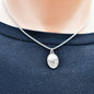 Swimmer Charm Necklace – Stainless Steel Oxidized Chain with Silver Toned Medal Pendant