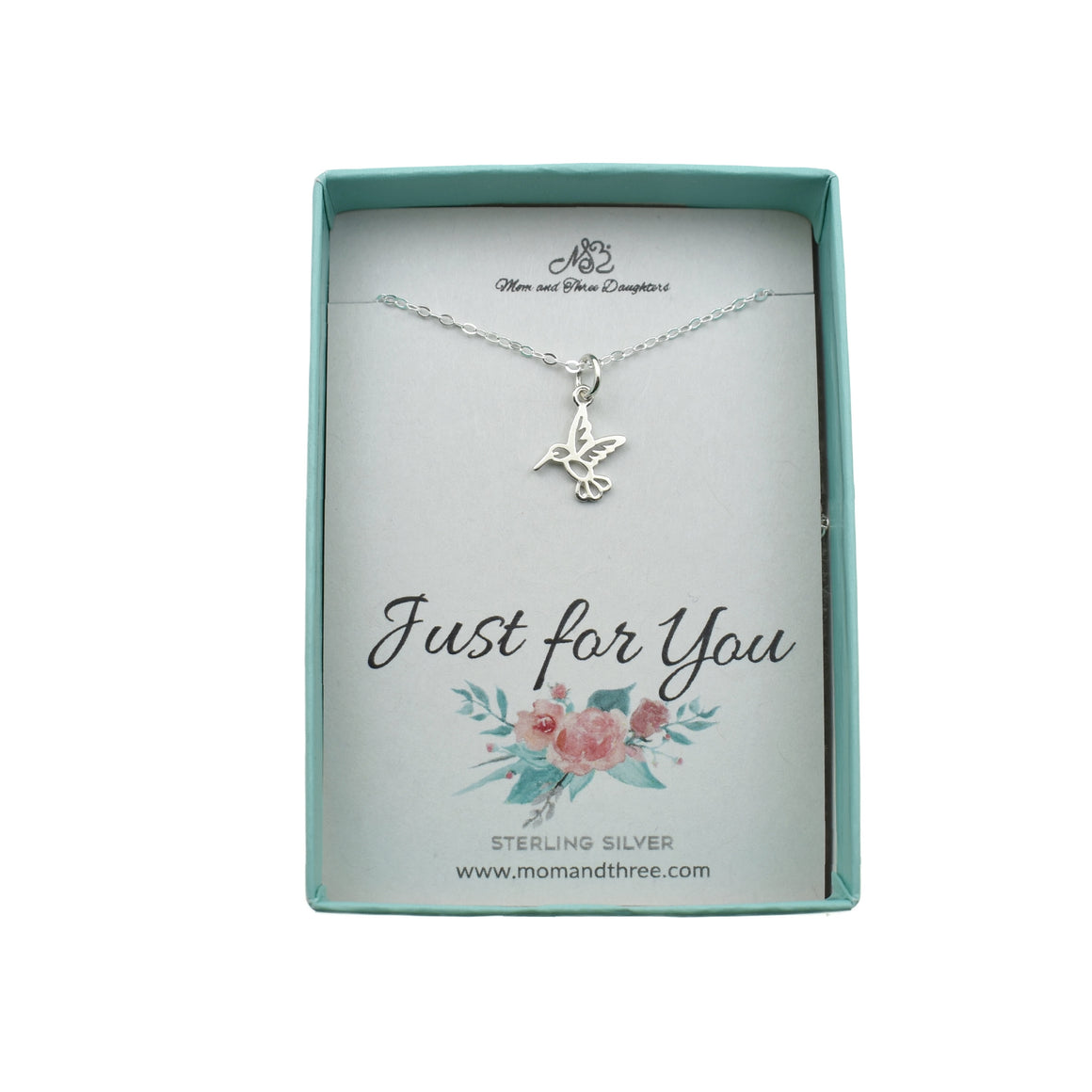 Tiny Hummingbird Necklace in Sterling Silver