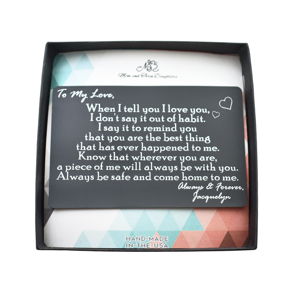 Wallet Card for Husband. Valentine's Day Gift for Him