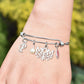 Personalized Mom Bangle Bracelet with Initial Charm and Crystal Birthstone. Stainless Steel Bangle Bracelet. Mother's Day Gift. Gift for Mom