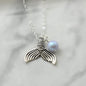 Mermaid Tail Charm with Iridescent Dreamy Blue Pearl Suspended on a Cable Chain. Mermaid Lover Necklace.