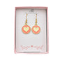 Pink and Beige Enamel Love Heart Charm Earrings. Valentine's Day Gifts.