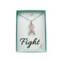 Breast Cancer Awareness Necklace. Personalized Initial and Crystal Pink Hope Ribbon.