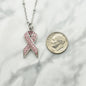 Breast Cancer Awareness Necklace. Personalized Initial and Crystal Pink Hope Ribbon.