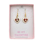 Red and White Enamel Heart Charm Earrings with Pink Flower. Valentine's Day Gifts.