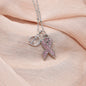 Breast Cancer Awareness Necklace. Personalized Initial and Crystal Pink Hope Ribbon.