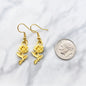Gold Rose Charm Earrings. Valentines Day Gifts.