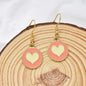 Pink and Beige Enamel Love Heart Charm Earrings. Valentine's Day Gifts.