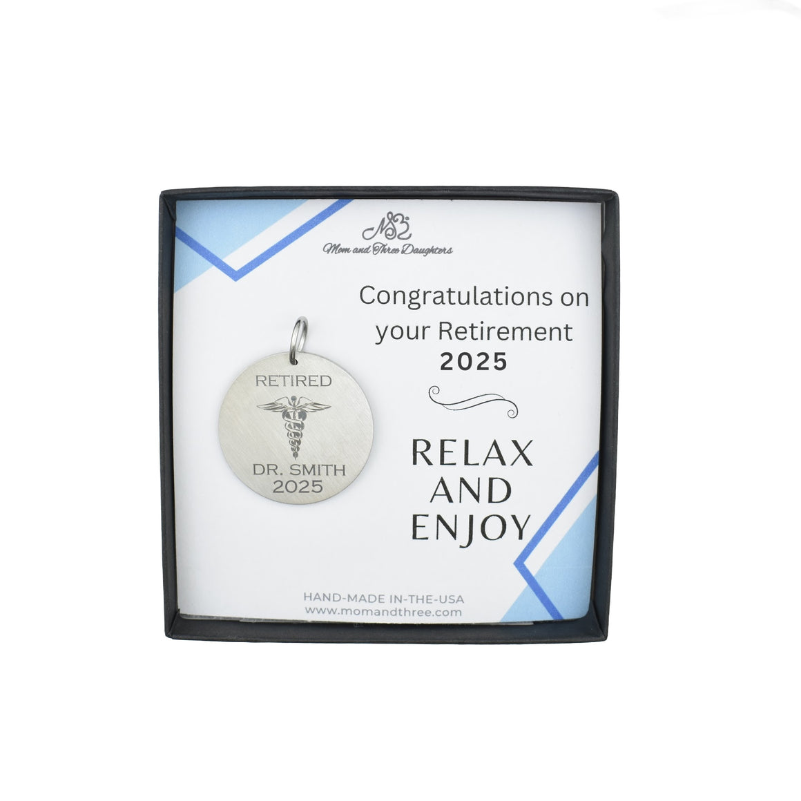 Laser Engraved Retirement Keychain for Doctors, Nurses, or Medical Staff. Custom Personalized Keychain. Retired Doctor or Nurse