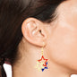 Fourth of July Star Earrings in Gold Toned Metal and Enamel