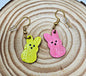 Bunny Handmade Polymer Clay Dangle Earrings. Pink or Yellow Bunny Marshmallow. 12mm x 21mm