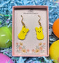 Bunny Handmade Polymer Clay Dangle Earrings. Pink or Yellow Bunny Marshmallow. 12mm x 21mm