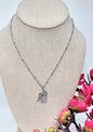 Praying Angel Necklace in Silver Tone Metal. Satellite Chain.
