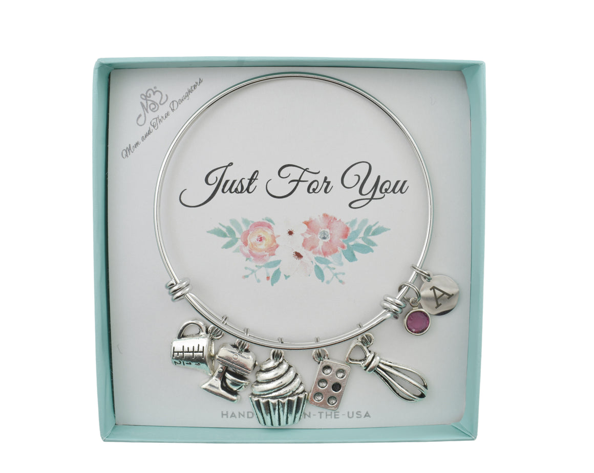 Baker Bangle Bracelet. Personalized Baker Gifts. Pastry Chef Gifts.