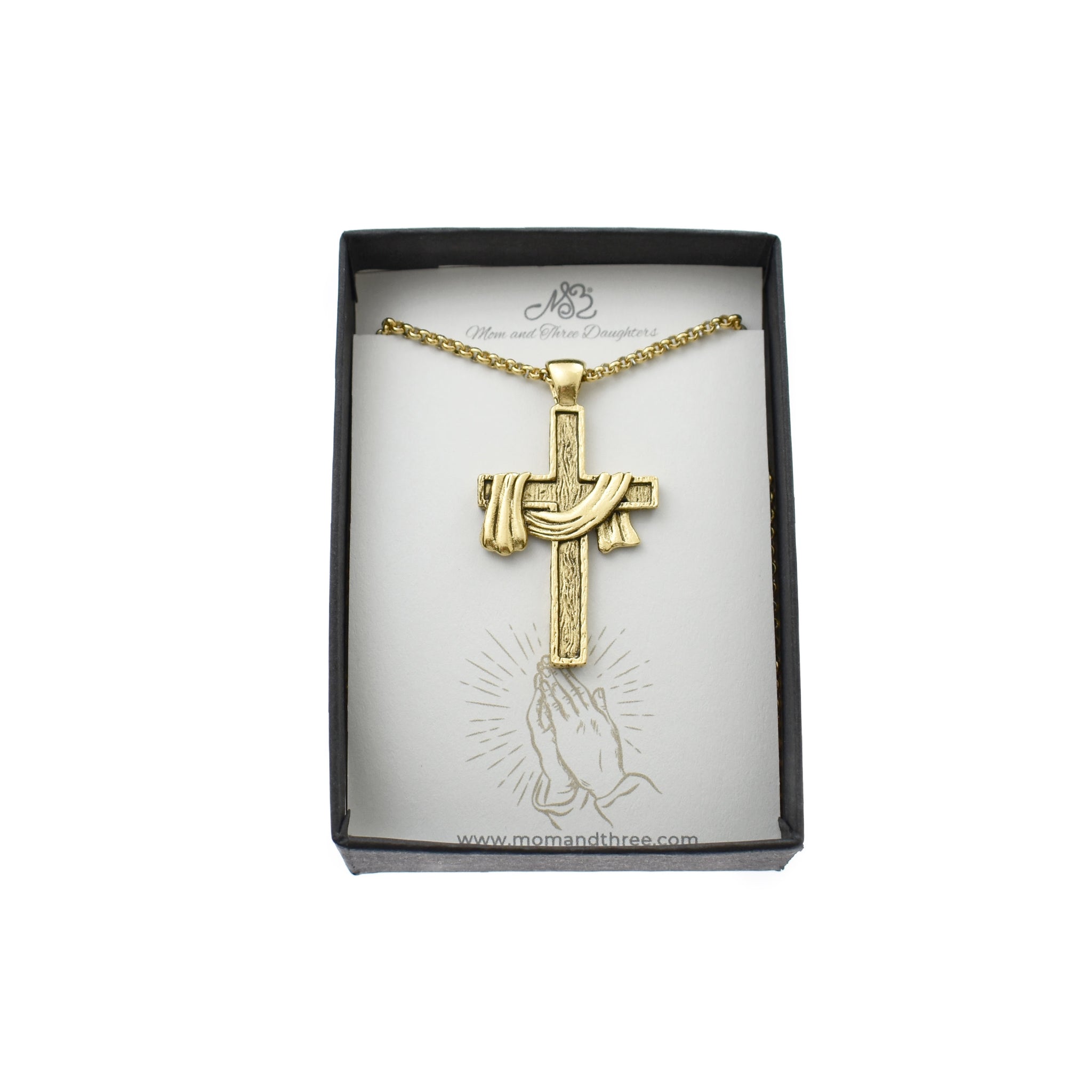 Antique Gold Plated Pewter Cross with Jesus' Shroud