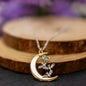 Bronze Crescent Moon Necklace in Sterling Silver accented by Silver Bats. Halloween Jewelry. Halloween Necklace.