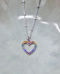 Same Sex Rainbow Pave Heart Necklace for Wife in Sterling Silver. Valentine's Day Gift