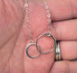 Fight Cancer. Never Alone. What Cancer Cannot Do. Two Circles of Life Sterling Silver Cable Chain 18" Necklace.