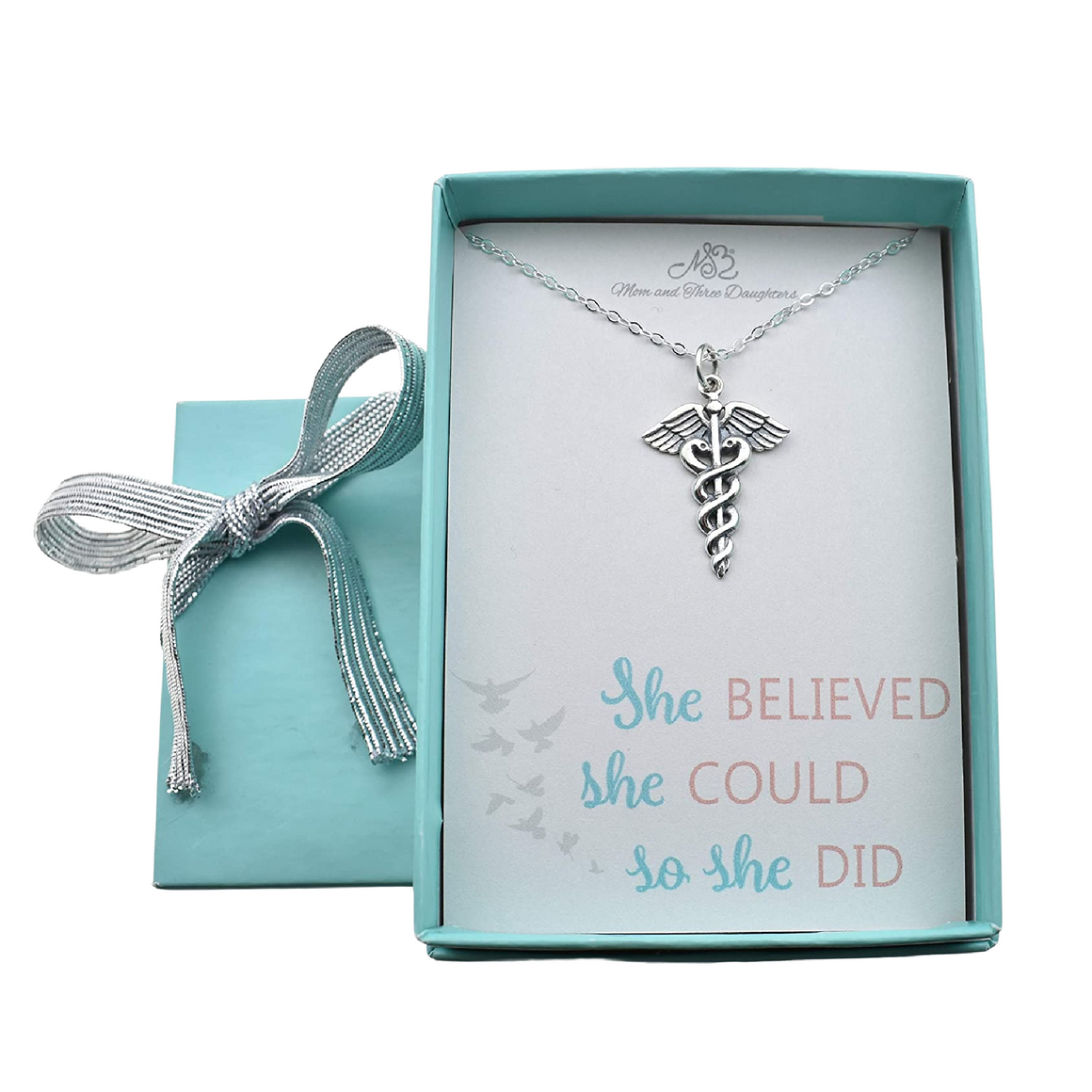 Medical Caduceus Necklace in Sterling Silver