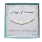 13th Birthday Crystal Pearl Necklace in Sterling Silver