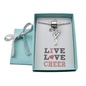 Cheerleader and Megaphone Necklace in Antique Silver Pewter