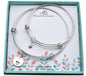 Mother and Daughter Heart Cutout Bangle Bracelet Set in Sterling Silver and Stainless Steel