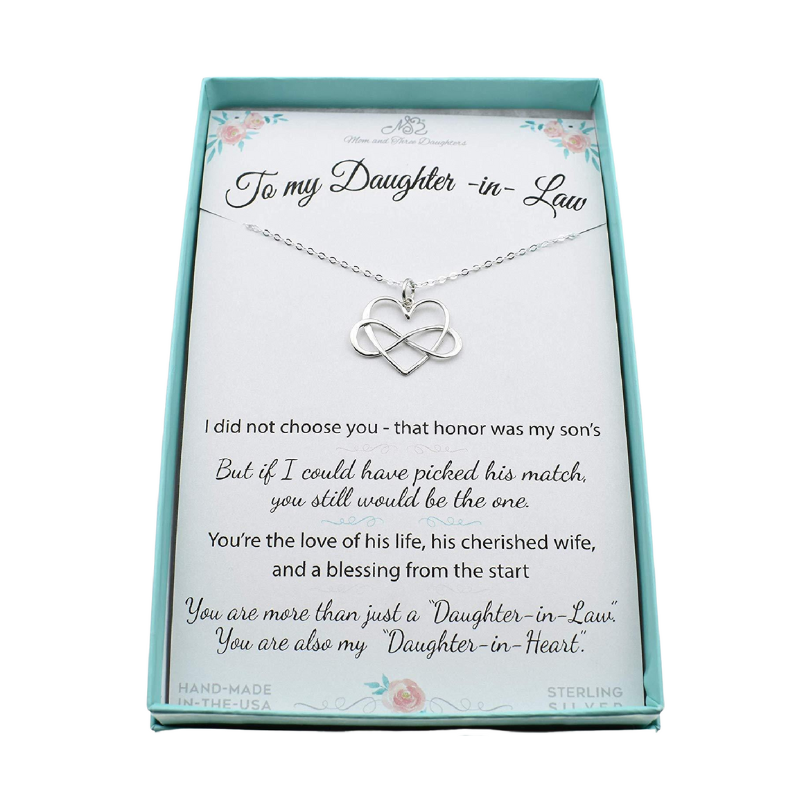 Daughter in Law Infinity Heart Necklace in Sterling Silver