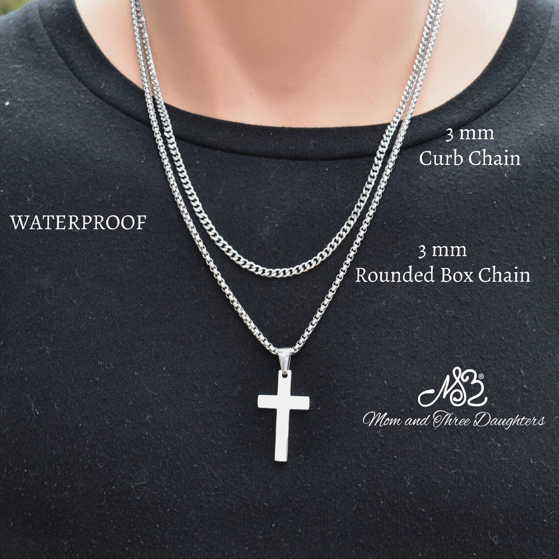Mprainbow Double Layer Cross Black Cross Pendant For Men Waterproof  Stainless Steel Religious Collar With Gift Box Chain 50/55/60/70cm From  Fengyune, $6.44 | DHgate.Com