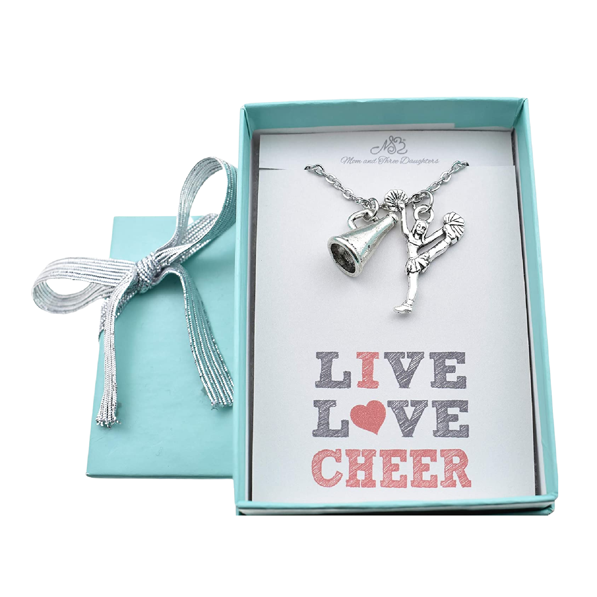 Cheerleader Megaphone Charms Necklace in Silver Toned Metal 18
