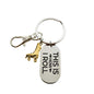 Roller Skating Keychain in Gold Plated Pewter and Stainless Steel