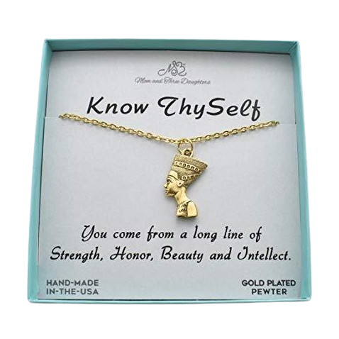 Nefertiti Necklace in Gold Plated Pewter Mom and Three Daughters